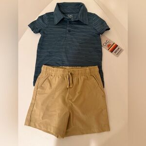 C.C Kids Navy and Tan Polo Set